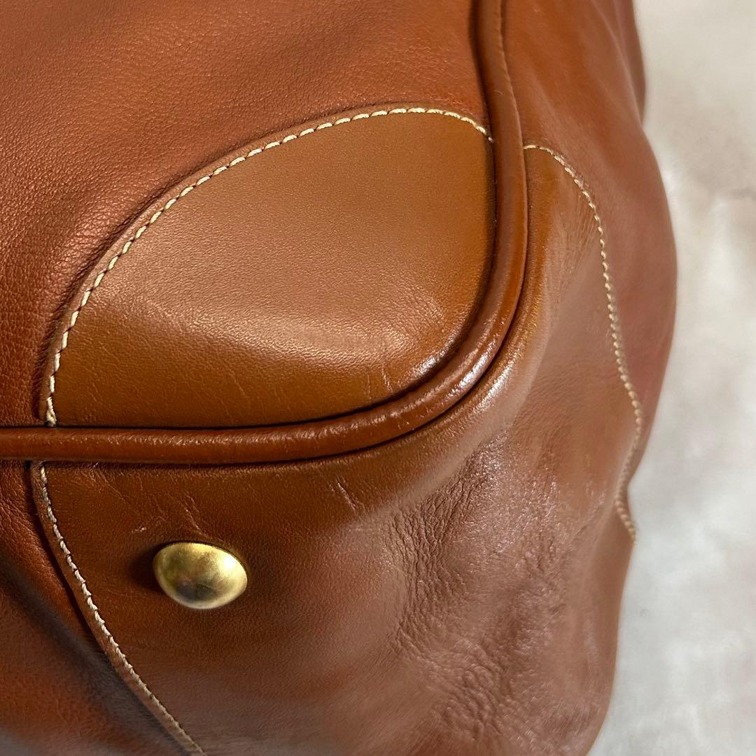 希少 美品 ロンシャン ボストンバッグ オールレザー 大容量 旅行 ゴールド