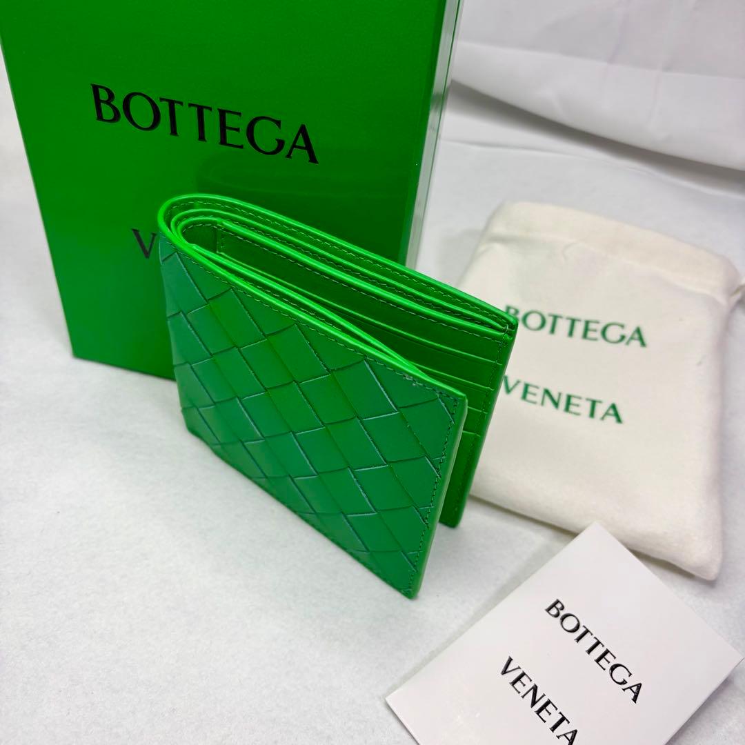 BOTTEGAVENETA 札入れ 二つ折り財布 カーフ グリーン