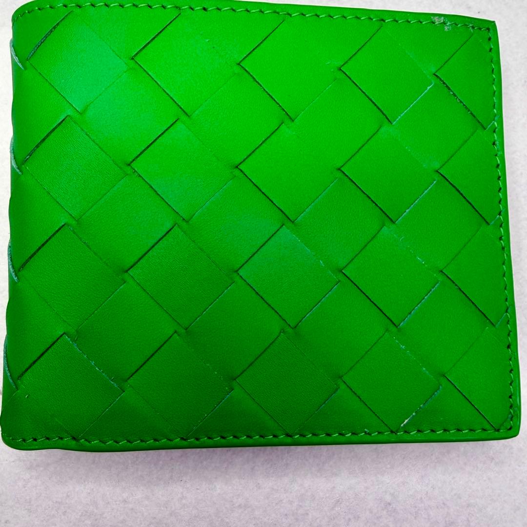 BOTTEGAVENETA 札入れ 二つ折り財布 カーフ グリーン