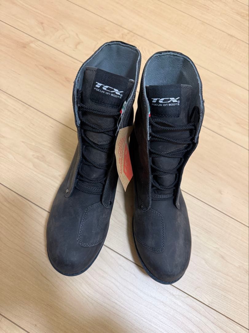TCX ブラック レザー ライディングブーツ