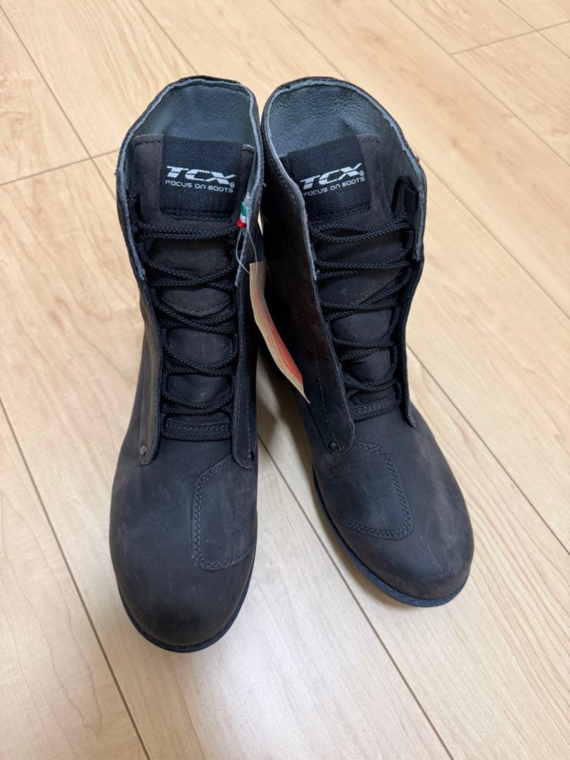 TCX ブラック レザー ライディングブーツ