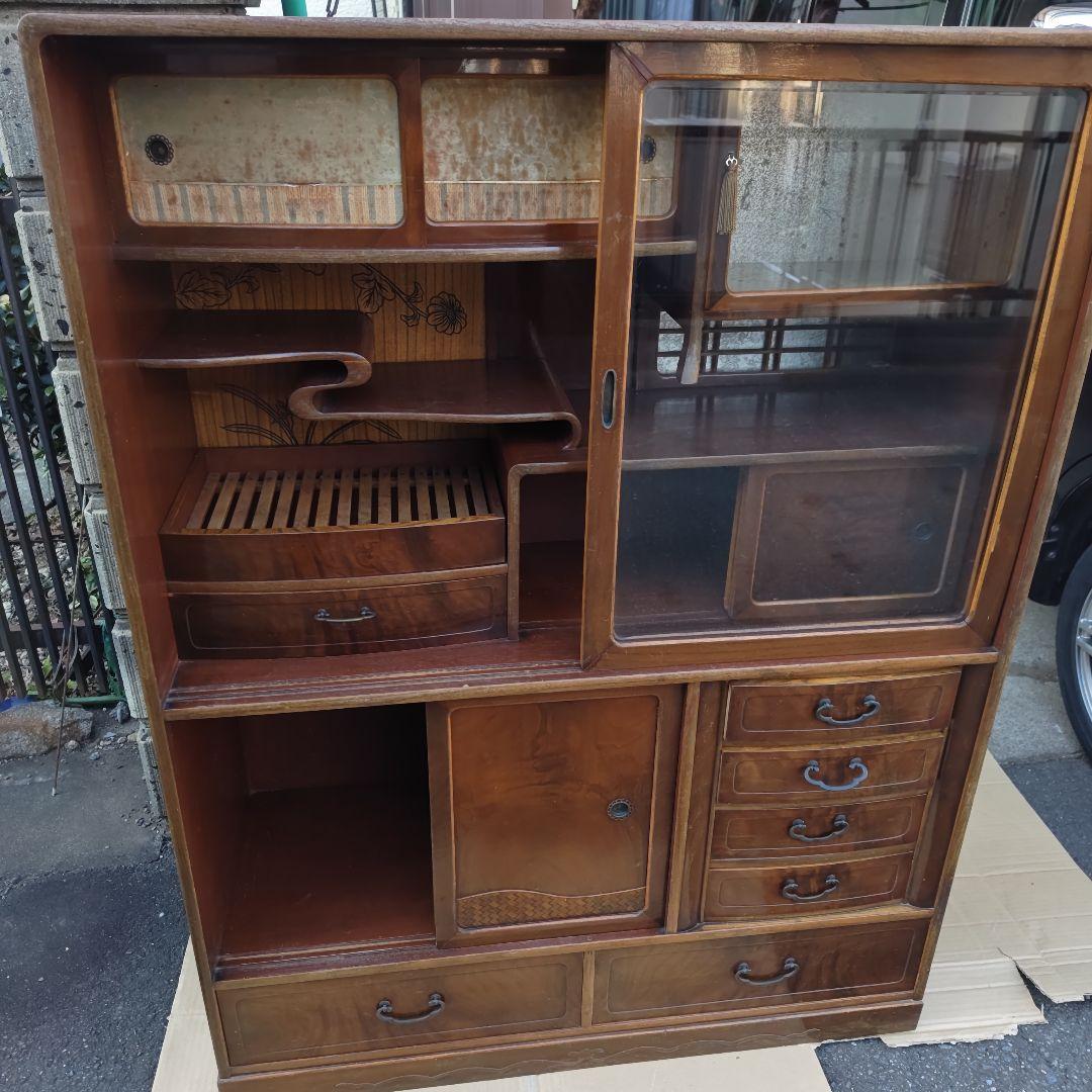 あ*さ様 昭和レトロ　無垢材　高級茶たんす　中型　古民家　古家具　当時物