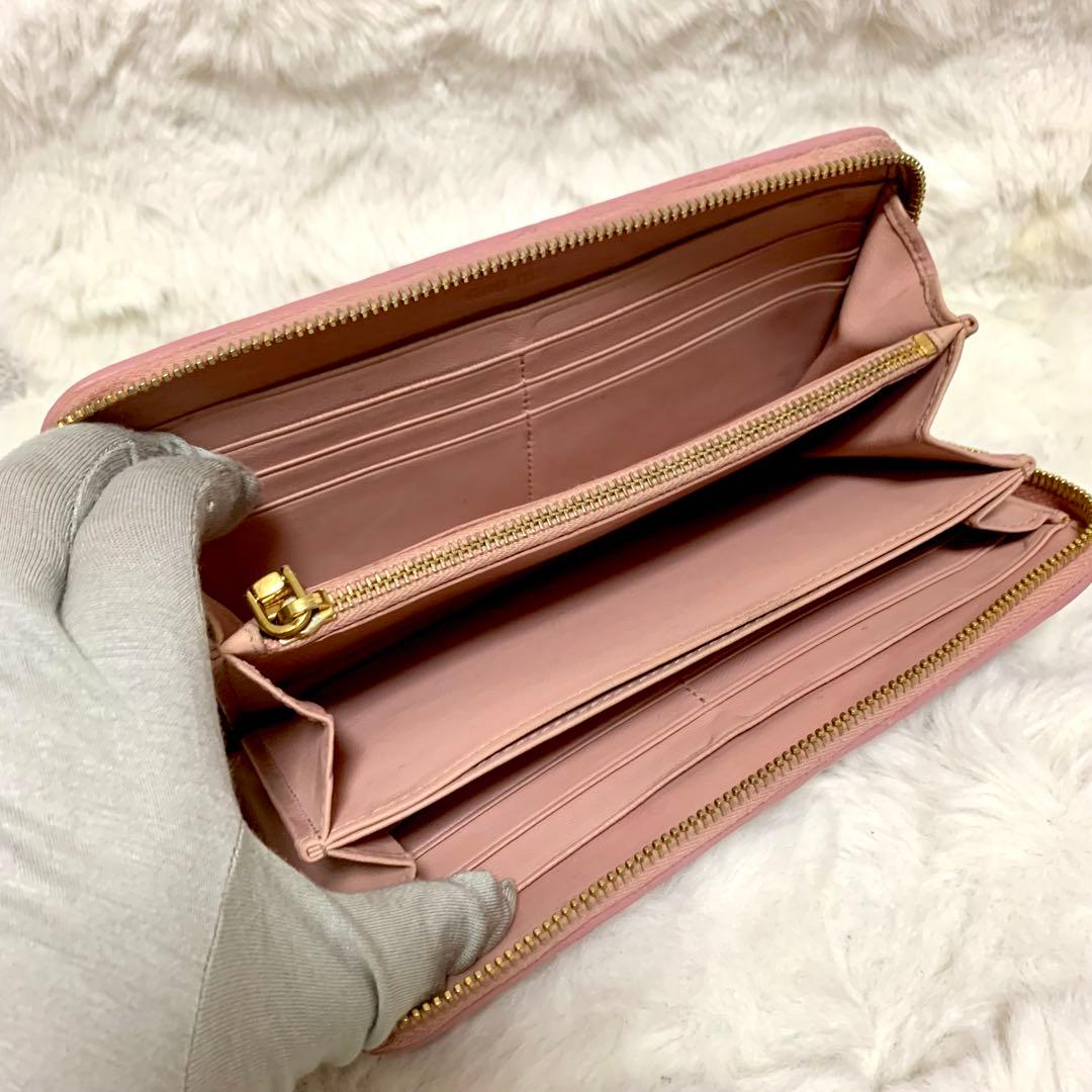正規品！MIUMIU 長財布 マテラッセ ピンク ローズ　箱付き