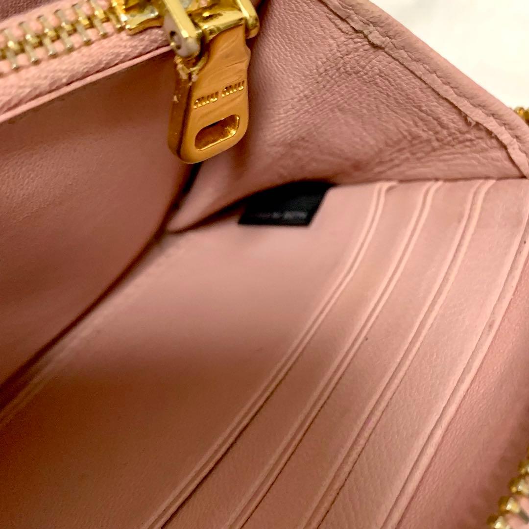 正規品！MIUMIU 長財布 マテラッセ ピンク ローズ　箱付き