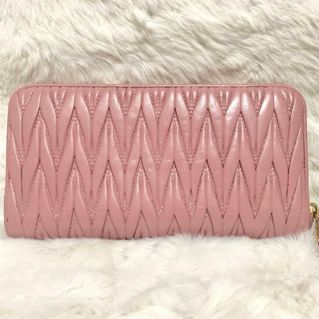 正規品！MIUMIU 長財布 マテラッセ ピンク ローズ　箱付き