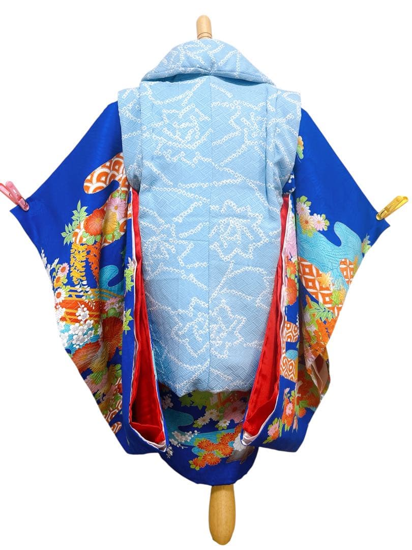 レトロ着物セット♡七五三　3歳　女の子　フルセット　一式　青系　正絹