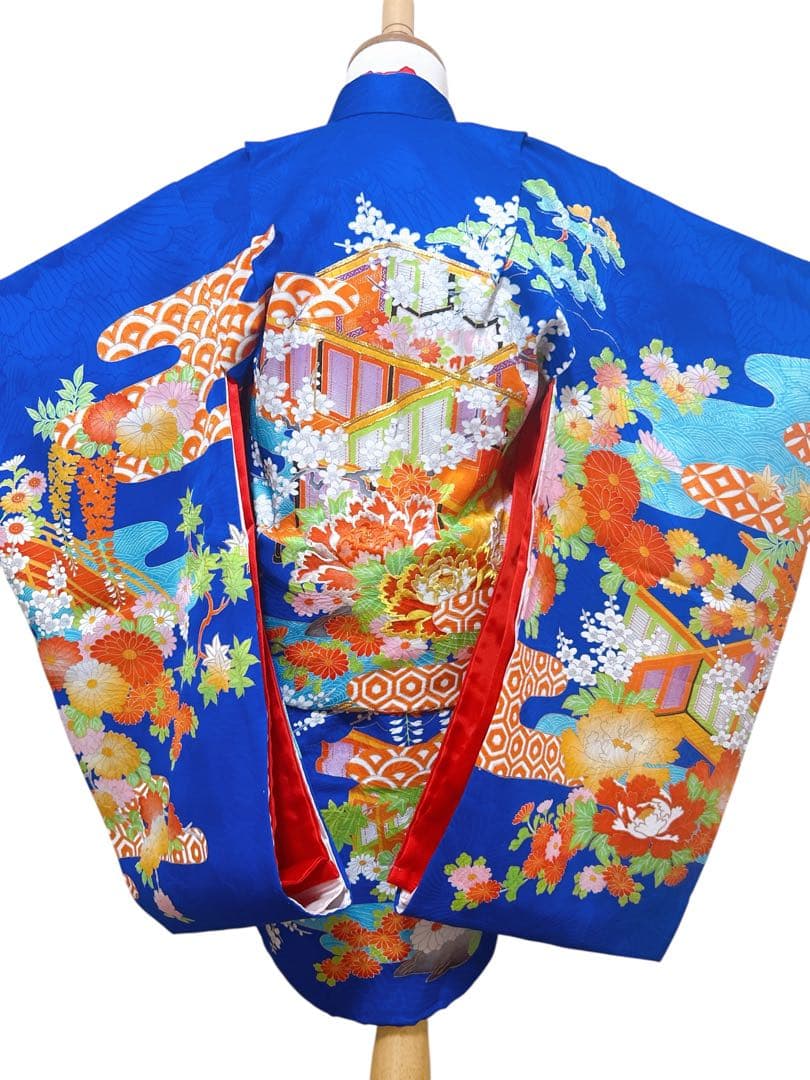 レトロ着物セット♡七五三　3歳　女の子　フルセット　一式　青系　正絹