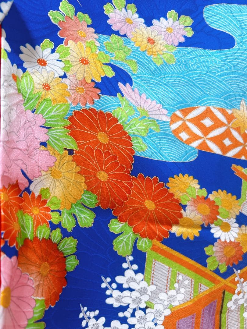 レトロ着物セット♡七五三　3歳　女の子　フルセット　一式　青系　正絹