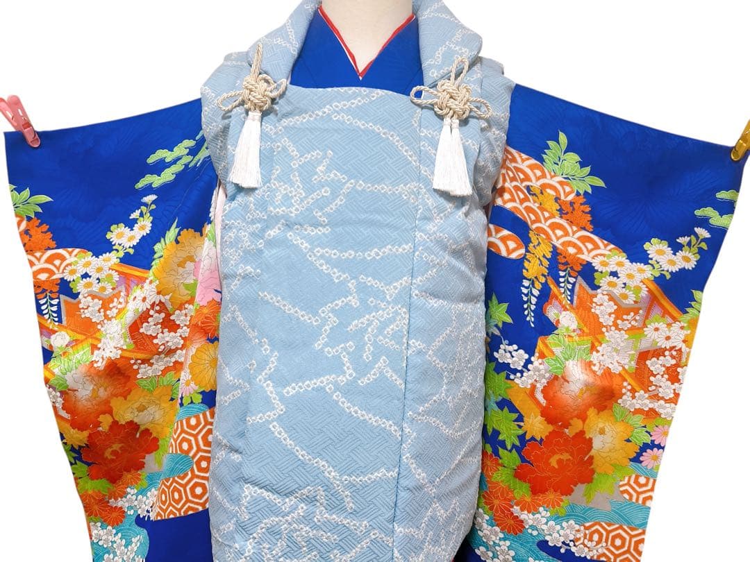 レトロ着物セット♡七五三　3歳　女の子　フルセット　一式　青系　正絹