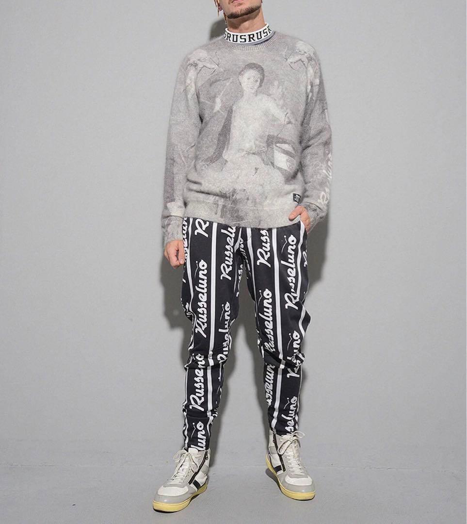 新品 ラッセルノ ゴルフ グラフィック ニット セーター ブラック M 4