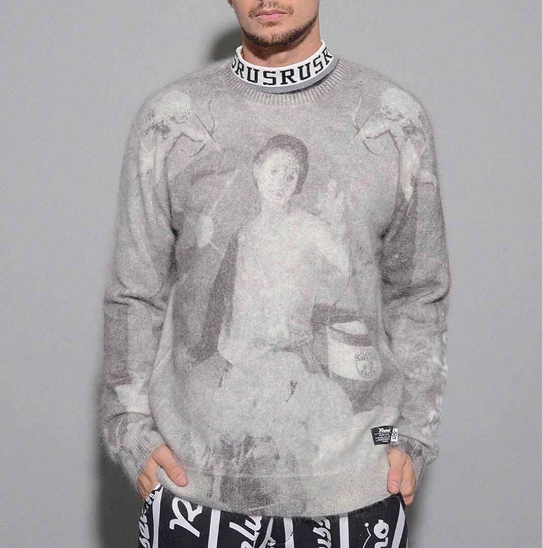 新品 ラッセルノ ゴルフ グラフィック ニット セーター ブラック M 4