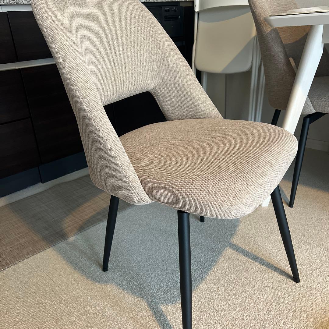 kagu world ダイニングチェア 2脚 北欧 ファブリック　ベージュ　回転