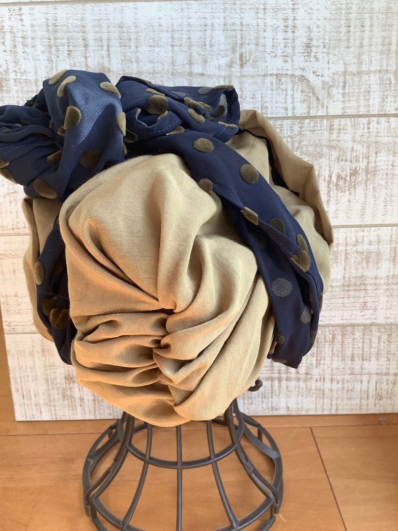 バレン　医療用ウィッグ　スカーフハット　カーキ＆ドット