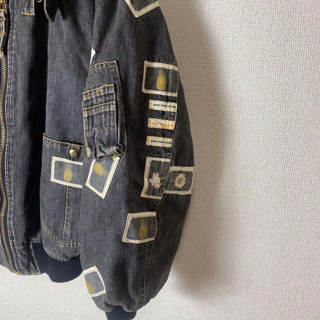 80's PINK HOUSEピンクハウス ブラックデニムジャケット ワッペン