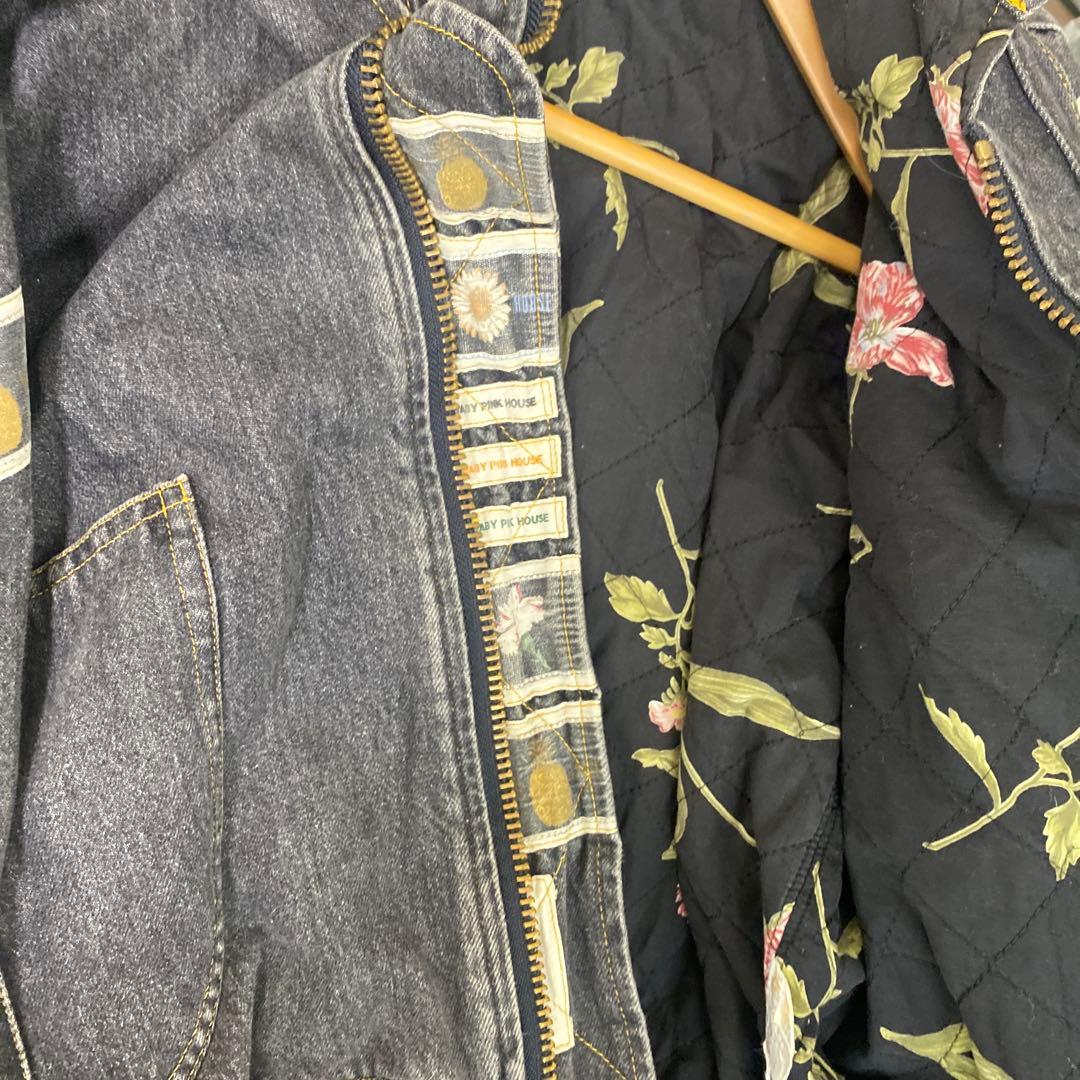 80's PINK HOUSEピンクハウス ブラックデニムジャケット ワッペン