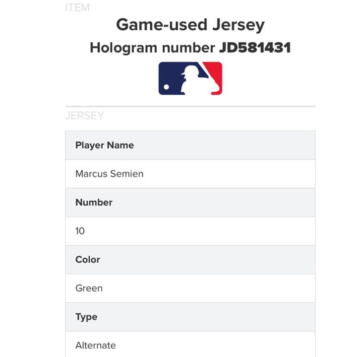 激レア マーカス セミエン2019年 日本開幕シリーズ 実使用ユニフォーム