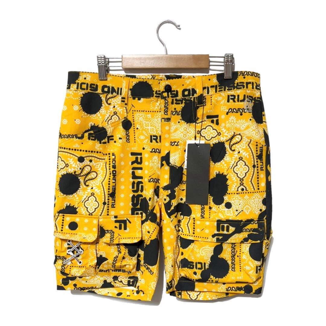 新品 ラッセルノ ゴルフ バンダナ ストレッチ カーゴショーツ イエロー M 4