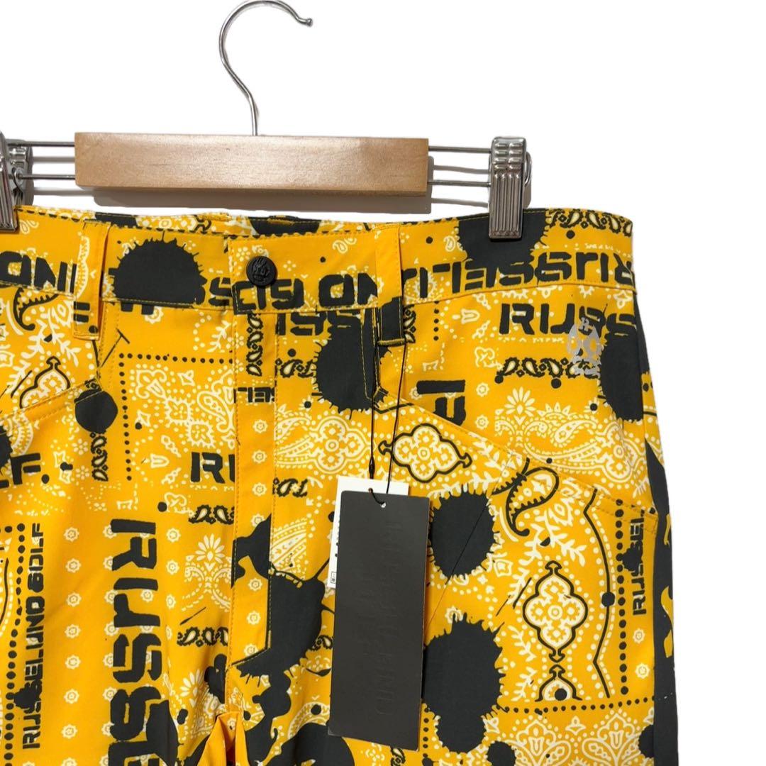 新品 ラッセルノ ゴルフ バンダナ ストレッチ カーゴショーツ イエロー M 4