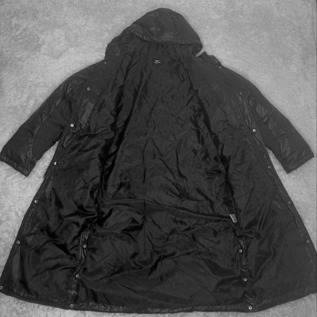 MIZUNO ミズノ ダウンベンチコート ロング ブラック M フード付