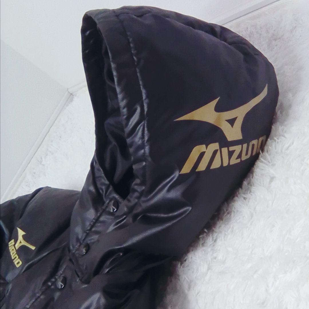 MIZUNO ミズノ ダウンベンチコート ロング ブラック M フード付