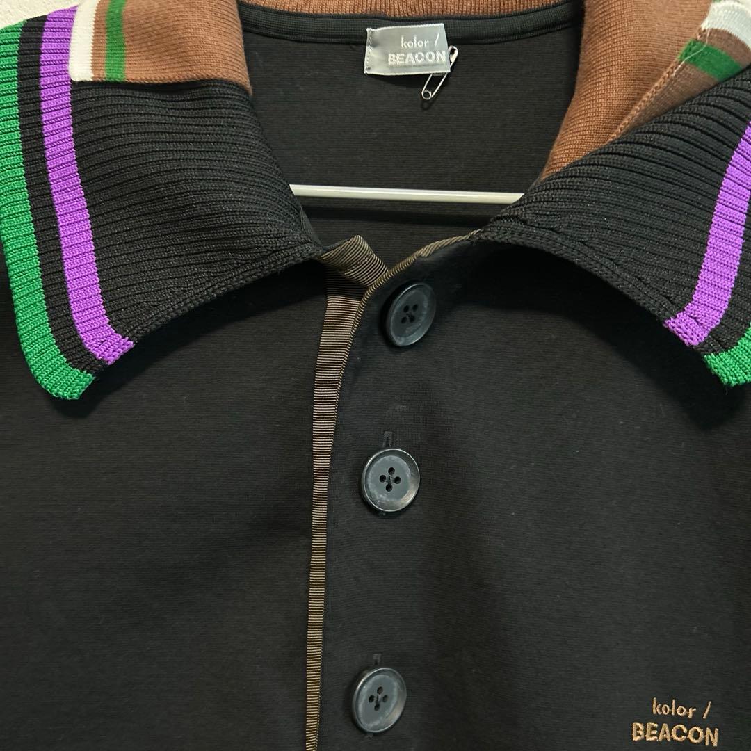 kolor BEACON カラービーコン　ブラックポロシャツ　半袖
