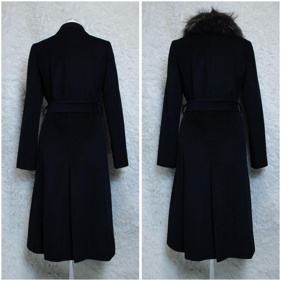 INED イネド 2WAY ラクーンファー アンゴラロングコート ブラック 9