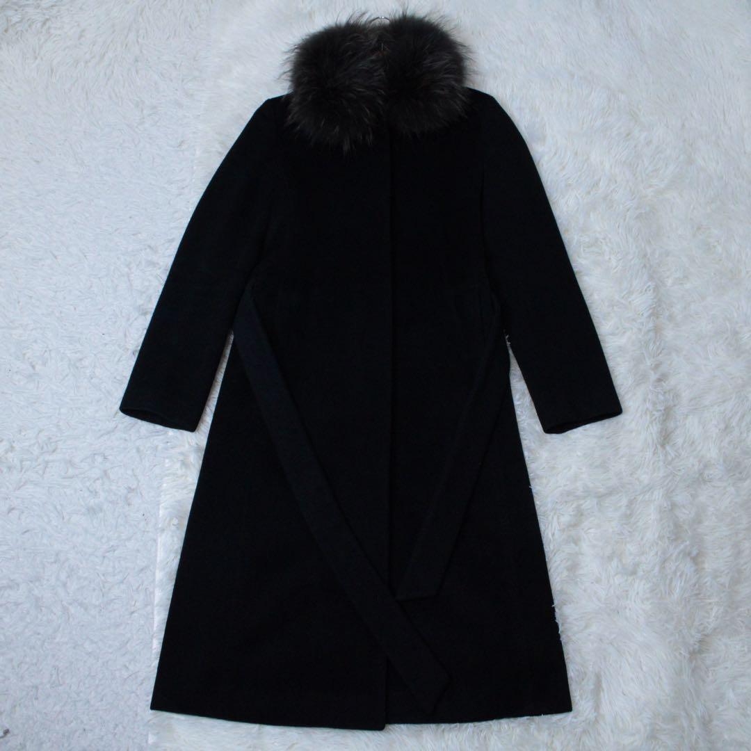 INED イネド 2WAY ラクーンファー アンゴラロングコート ブラック 9
