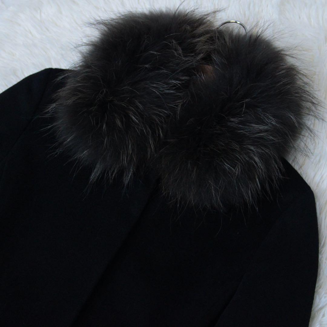 INED イネド 2WAY ラクーンファー アンゴラロングコート ブラック 9