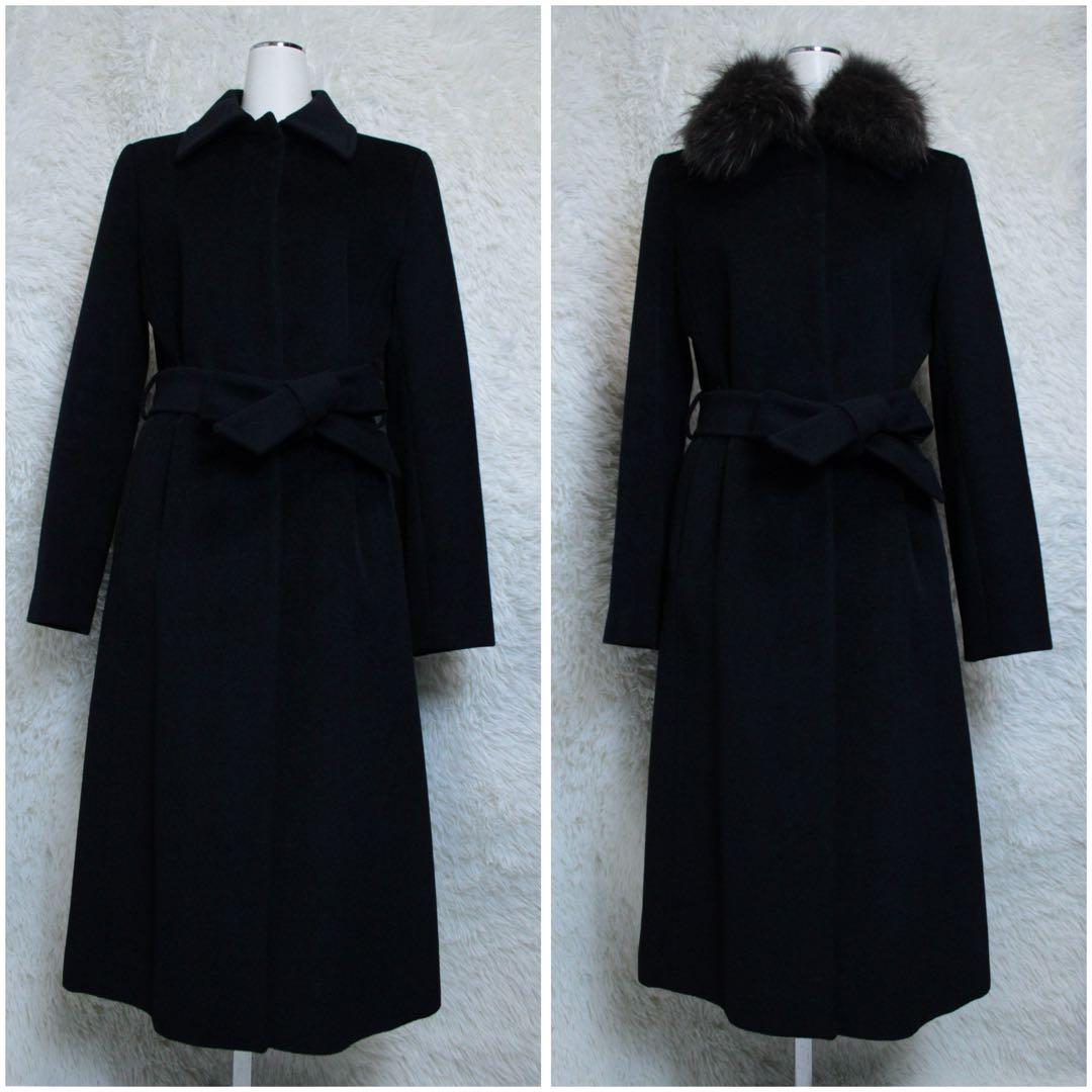 INED イネド 2WAY ラクーンファー アンゴラロングコート ブラック 9