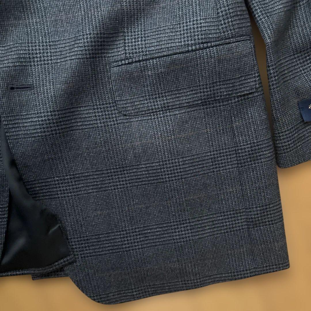 未使用タグ付 ブルックスブラザーズ チェック柄テーラードジャケット カシミア