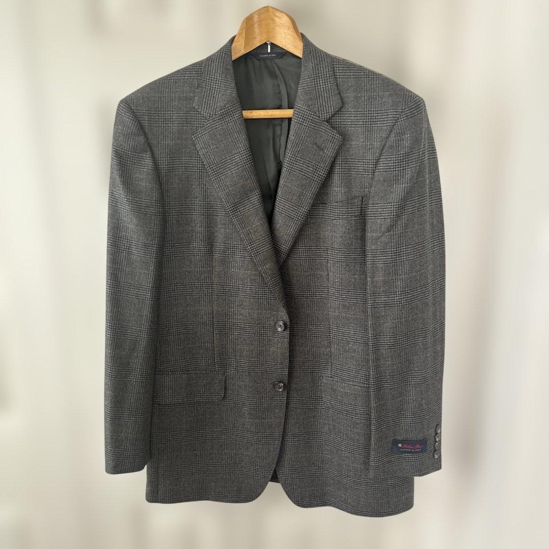 未使用タグ付 ブルックスブラザーズ チェック柄テーラードジャケット カシミア