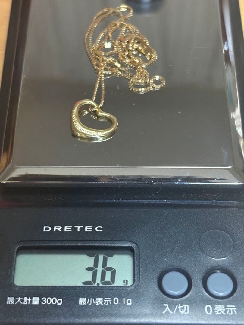 18金15mm Tiffany & Co. オープンハートネックレス