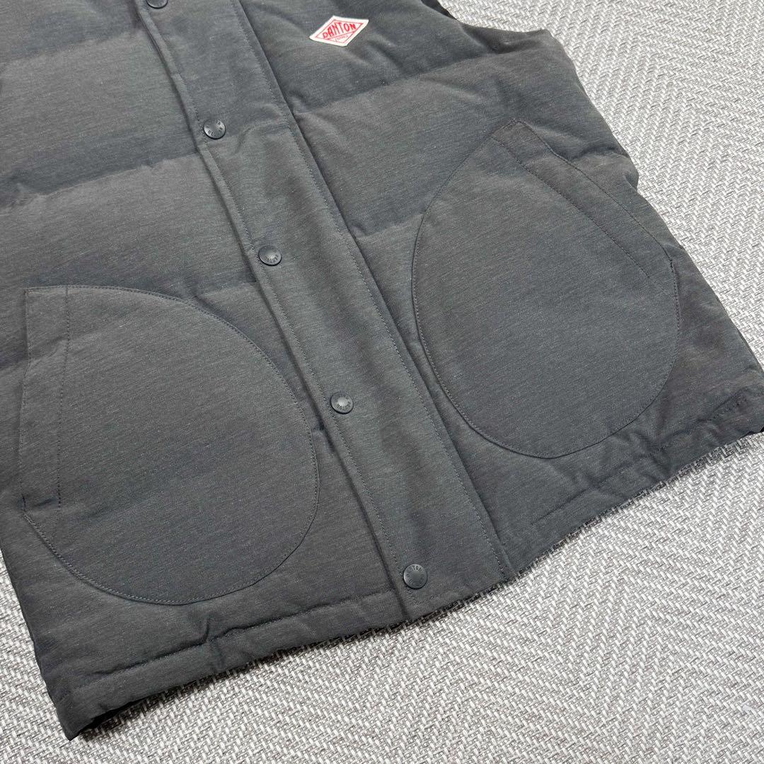 美品 ダントン ダウンベスト フード取外し可能 グレー ドローコード 36