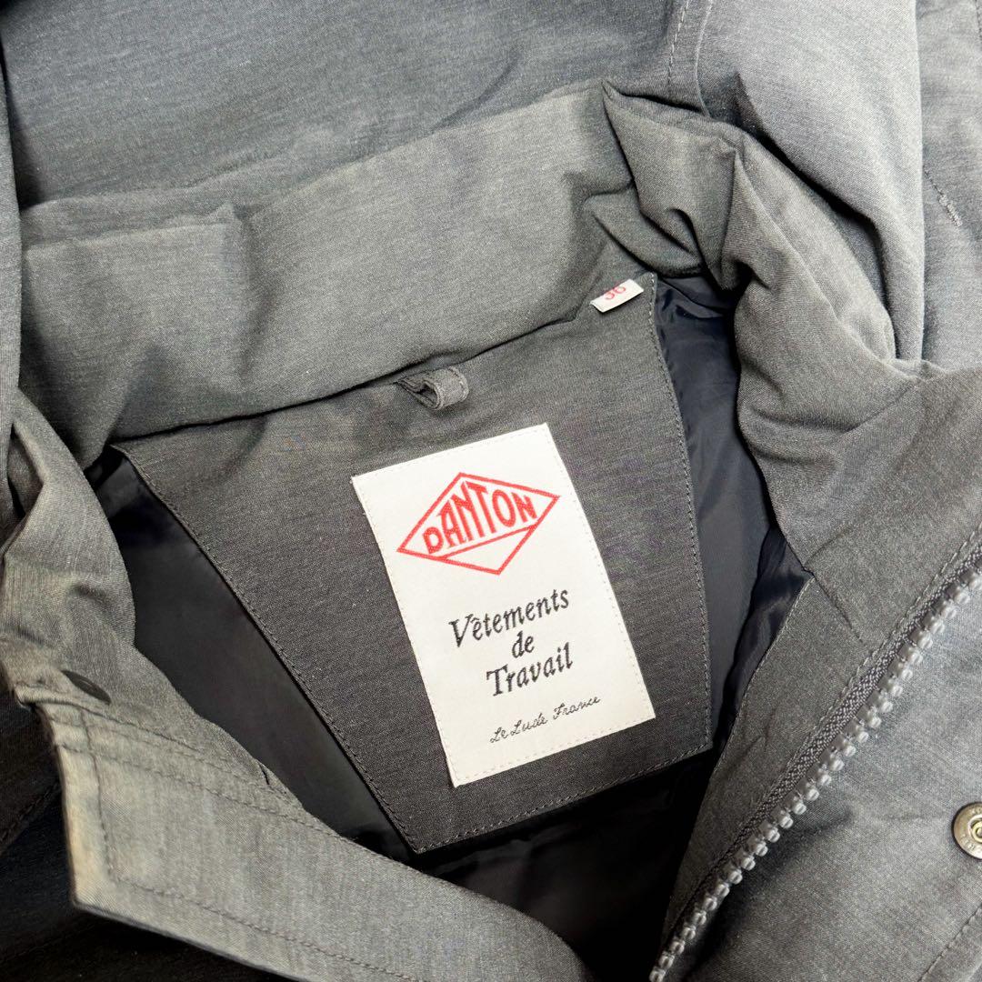 美品 ダントン ダウンベスト フード取外し可能 グレー ドローコード 36