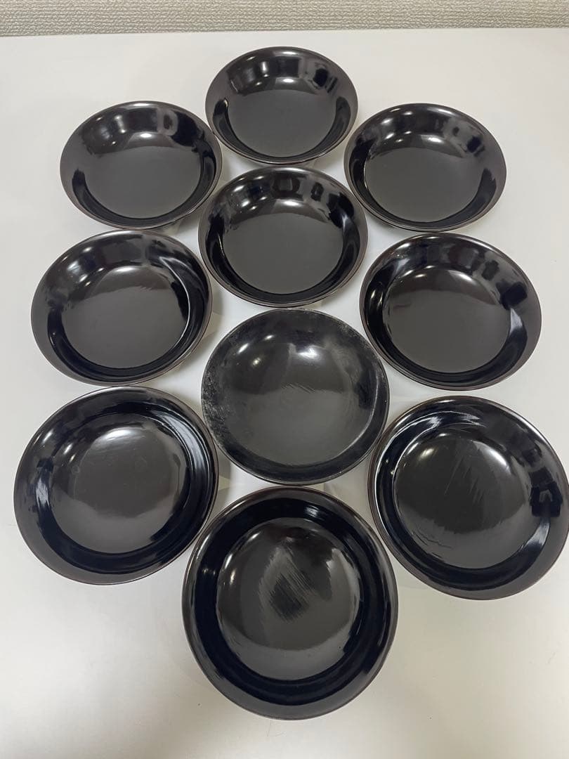 黒漆器 黒漆 内黒塗 漆器 吸物 懐石椀 煮物椀 10客 唐草柄 アンティーク