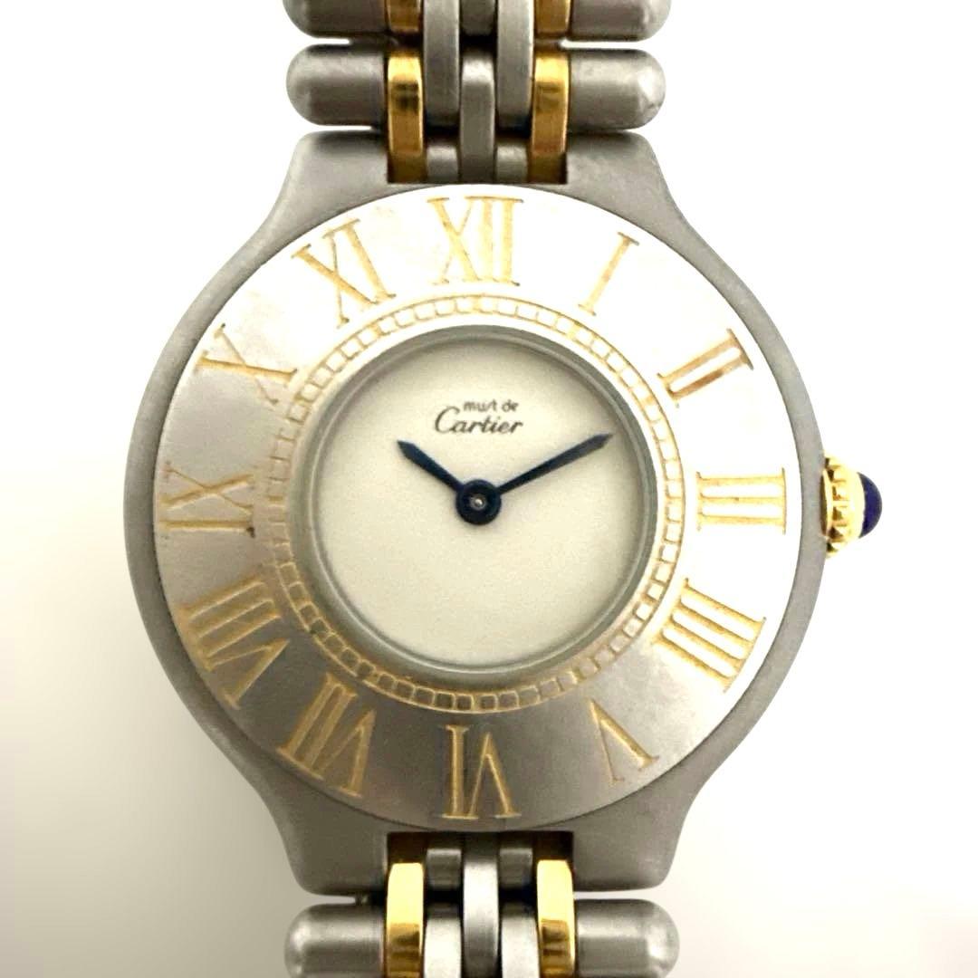 Cartier アナログクォーツ腕時計 グレー/ゴールド