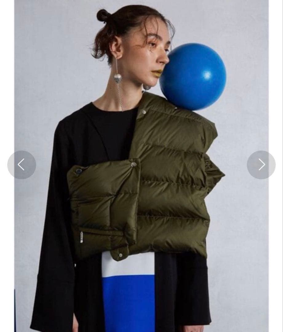 アンスリード un3d ダウンベスト ショート丈　ダウン　マフラー　カーキ