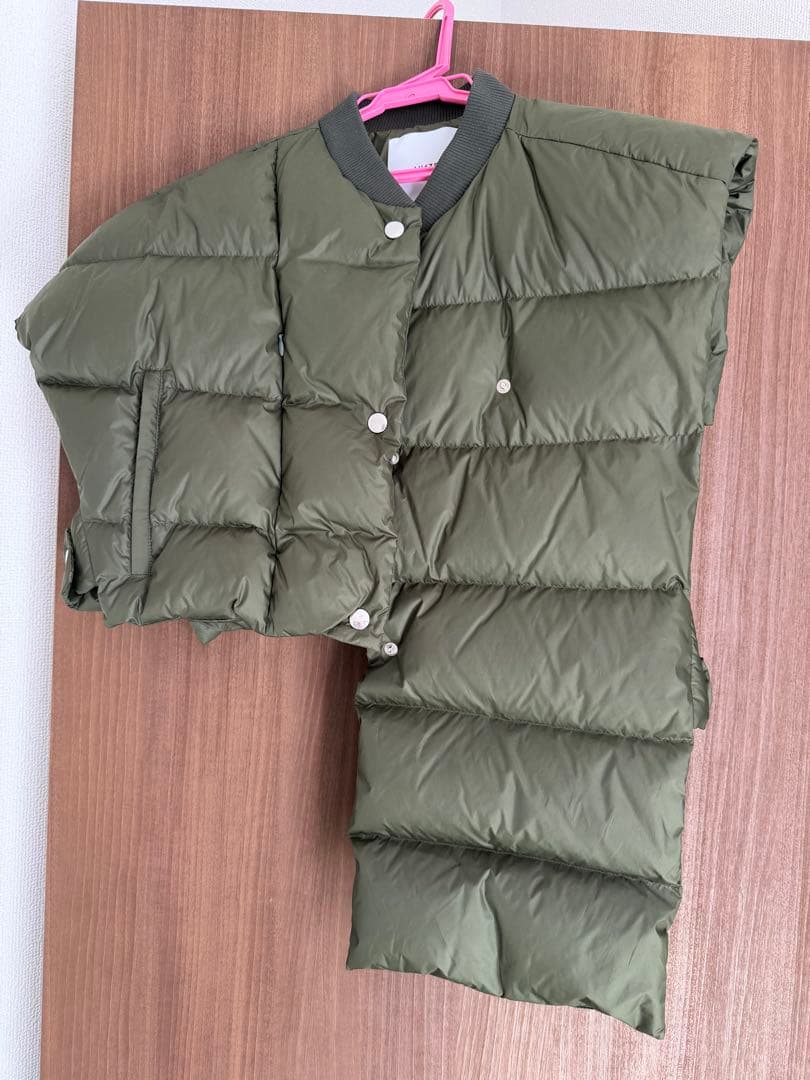 アンスリード un3d ダウンベスト ショート丈　ダウン　マフラー　カーキ