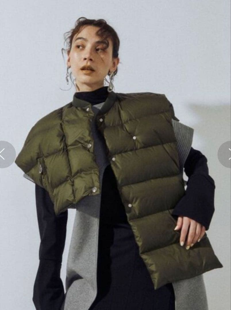 アンスリード un3d ダウンベスト ショート丈　ダウン　マフラー　カーキ