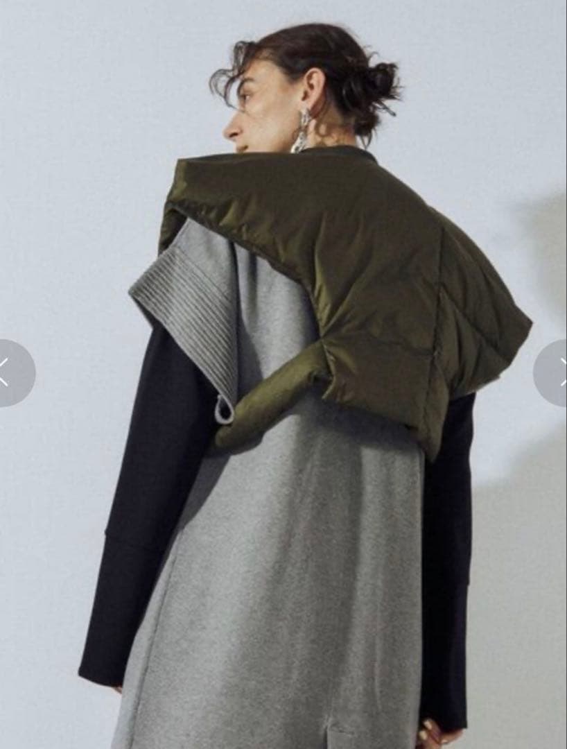 アンスリード un3d ダウンベスト ショート丈　ダウン　マフラー　カーキ