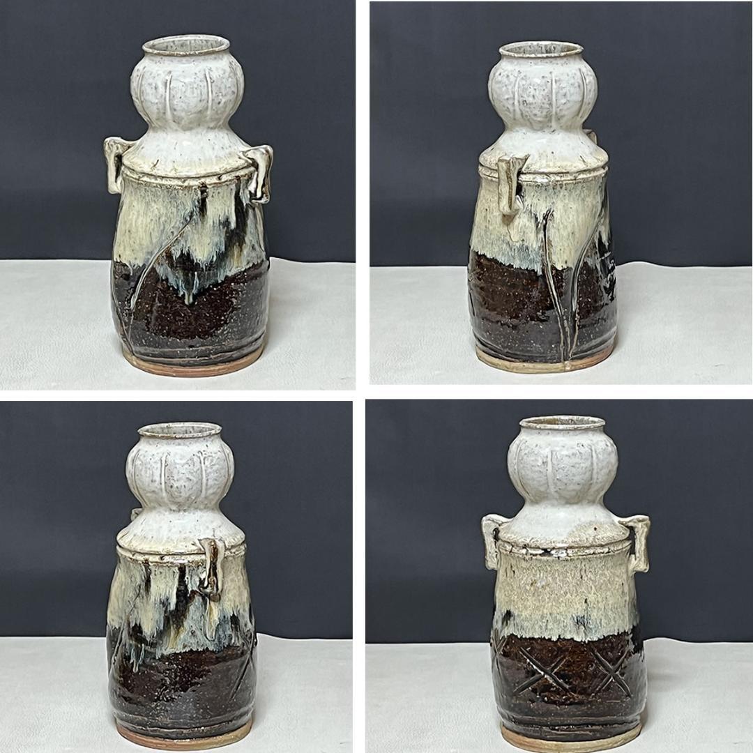 kei 高取焼宗家 十二代 高取八山 高取 耳付 花入 共箱 k3540