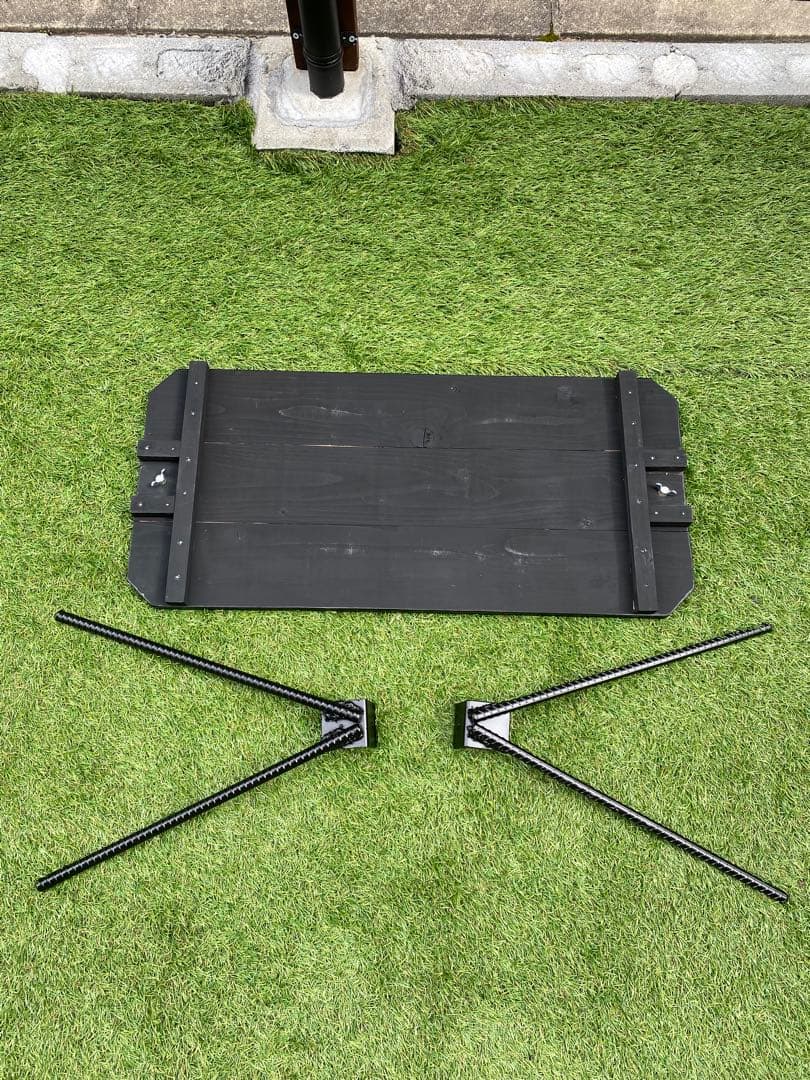 キャンプテーブル　無骨　生刷り　ローテーブル　アイアン　ソロキャンプ　折り畳み