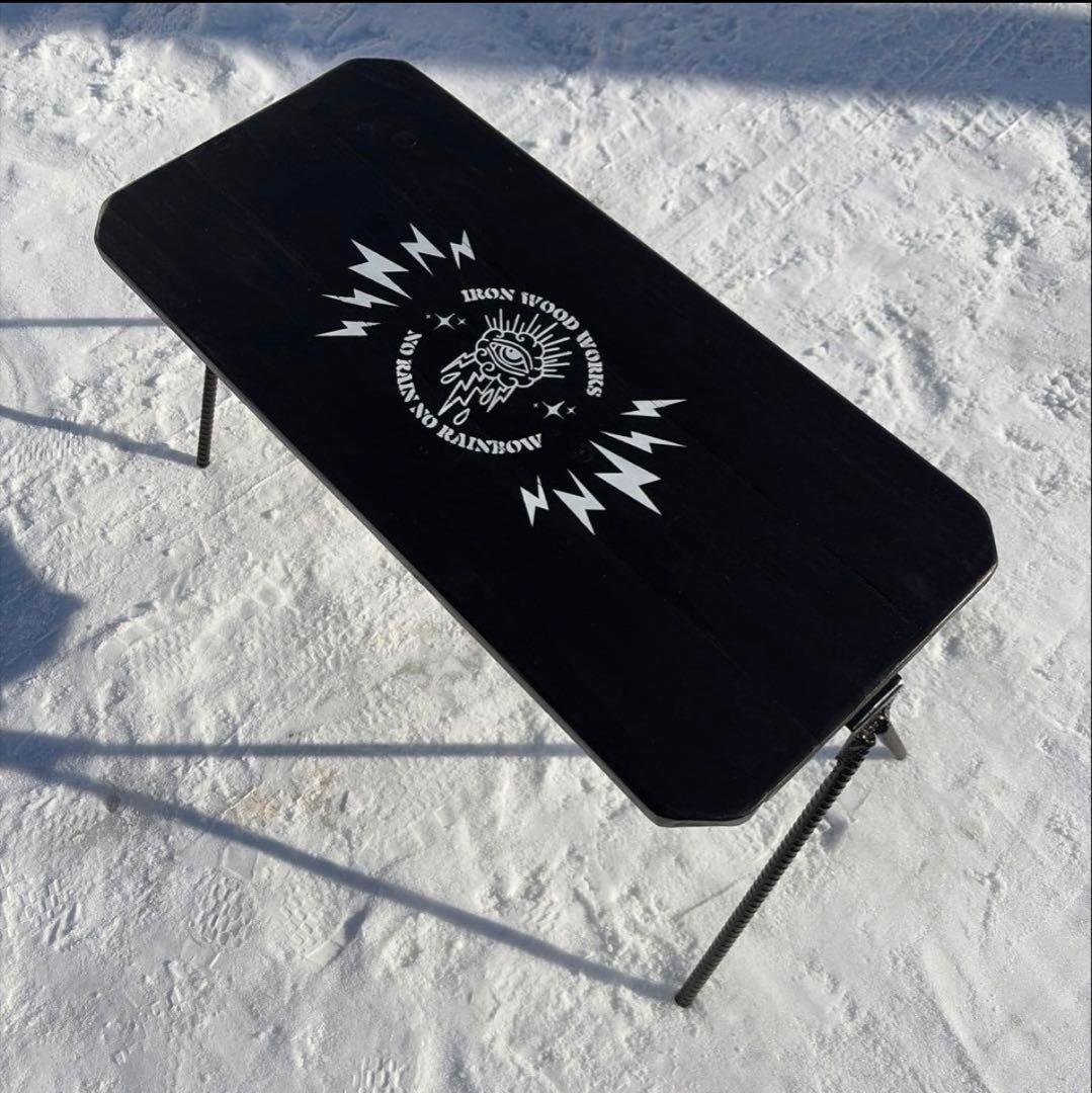 キャンプテーブル　無骨　生刷り　ローテーブル　アイアン　ソロキャンプ　折り畳み