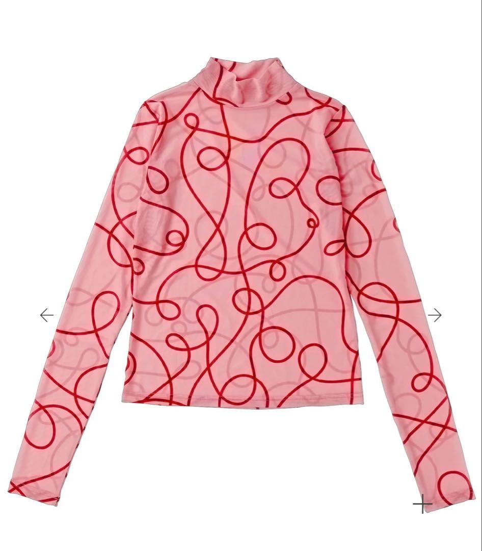 poppy うねうねシースルーハイネックトップス　新品未使用