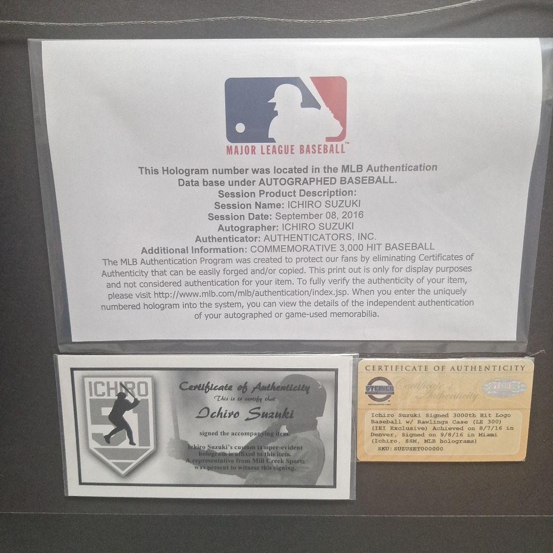 MLB3000本安打達成記念イチロー直筆サインボール栄光の歩み 豪華展示額セット