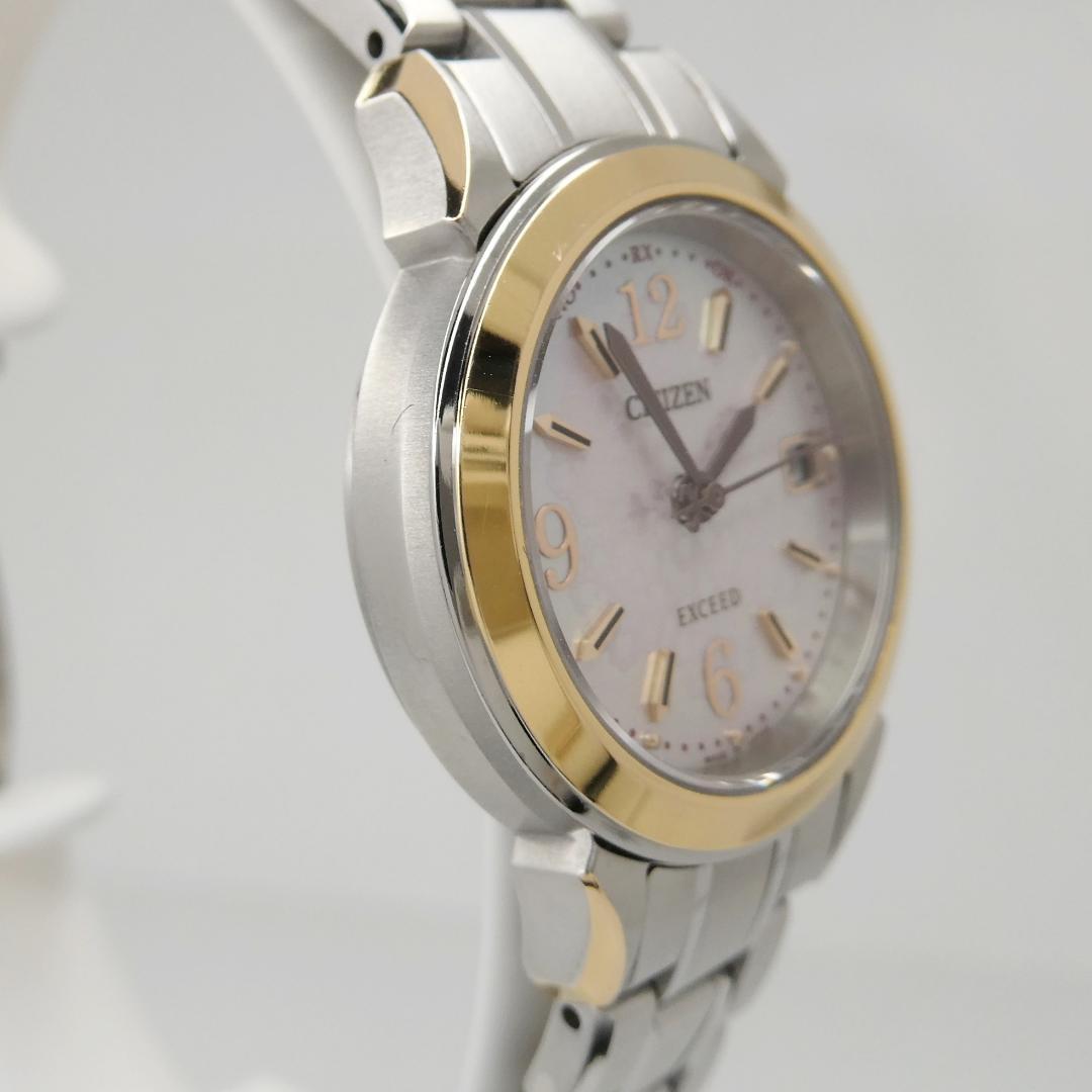 ✴美品稼働品 シチズン エクシード チタン 白蝶貝 エコドライブ電波時計 15㎝