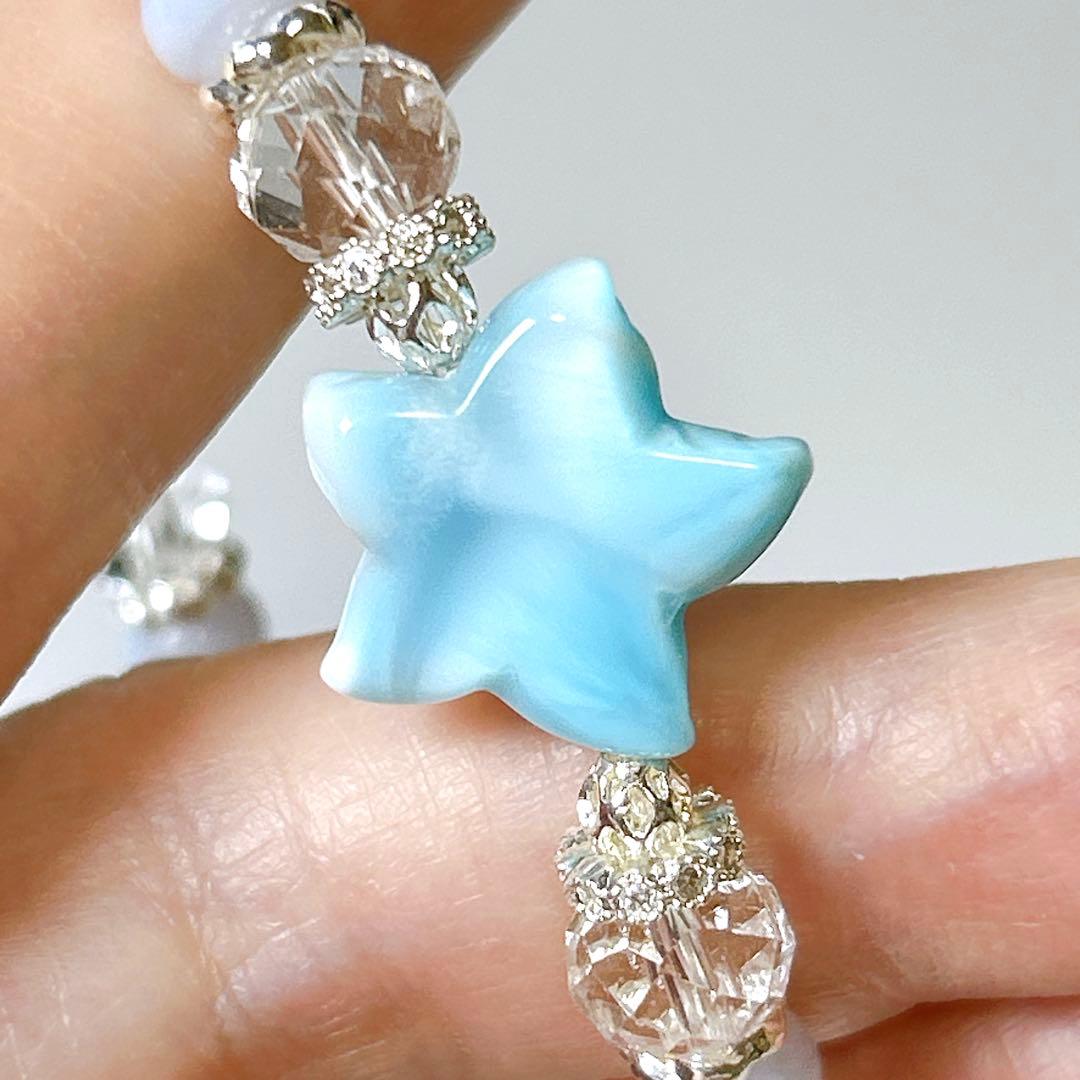 ヒトデのラリマーとキラキラボタンカット水晶