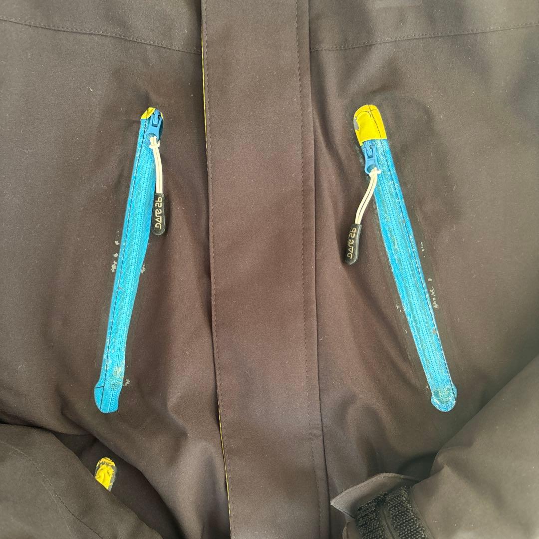 スキーウェア上下　メンズ 黒/黄 フード付き