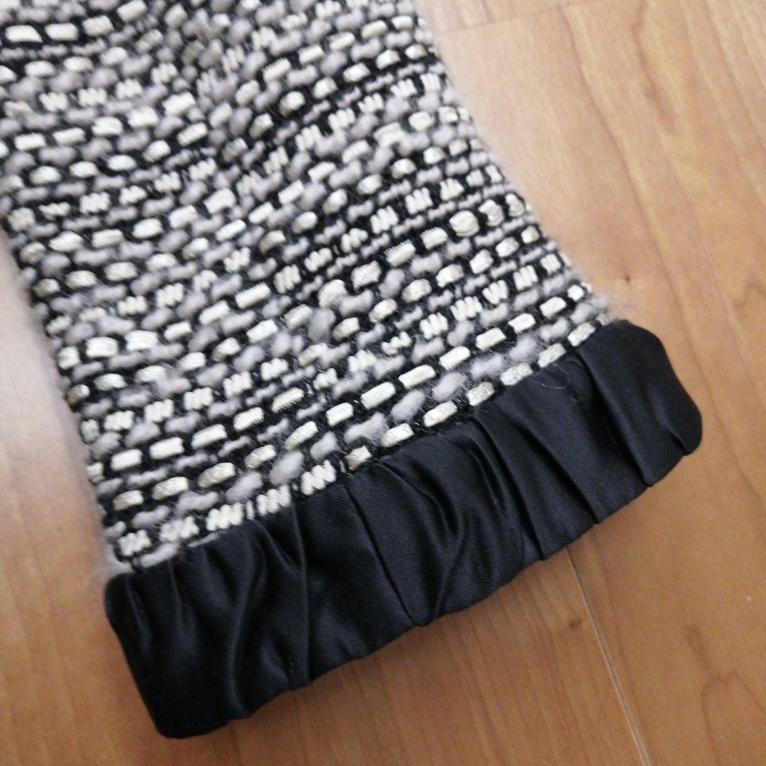 美品アルマーニコレツィオーネツィードジャケット丸襟42黒ベージュ日本M～ML