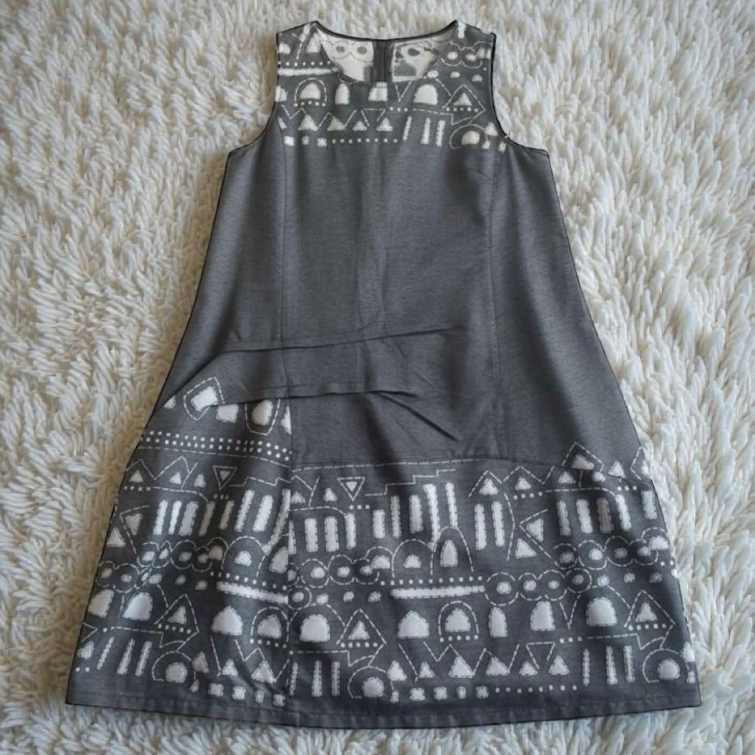 極美品☆センソユニコ t.b 変形 ノースリーブ ワンピース サイズ38 グレー